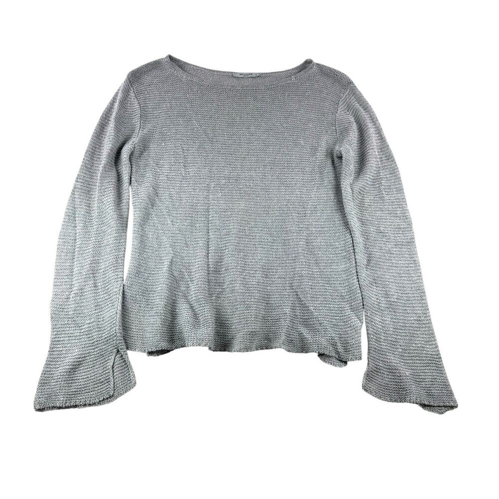 M.M.Lafleur The Samara Sweater S Boatneck Open Knit Pullover Light Grey Textured